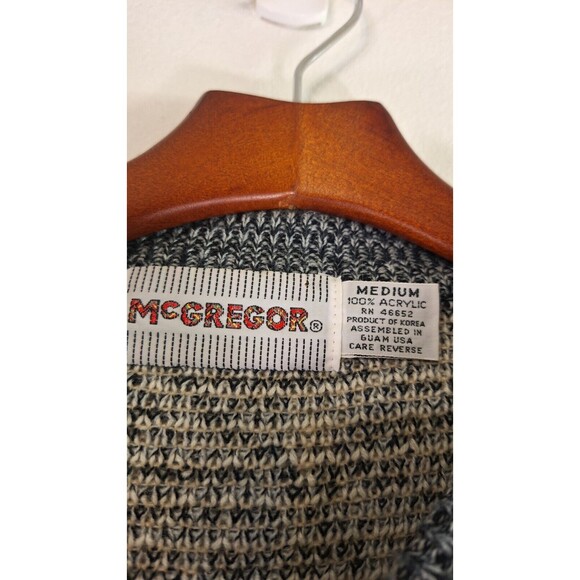 Vtg 90's MEGREGOR Cable knit Fisherman Sweater Men Sz M Grandpa Cosby Office - Picture 4 of 8
